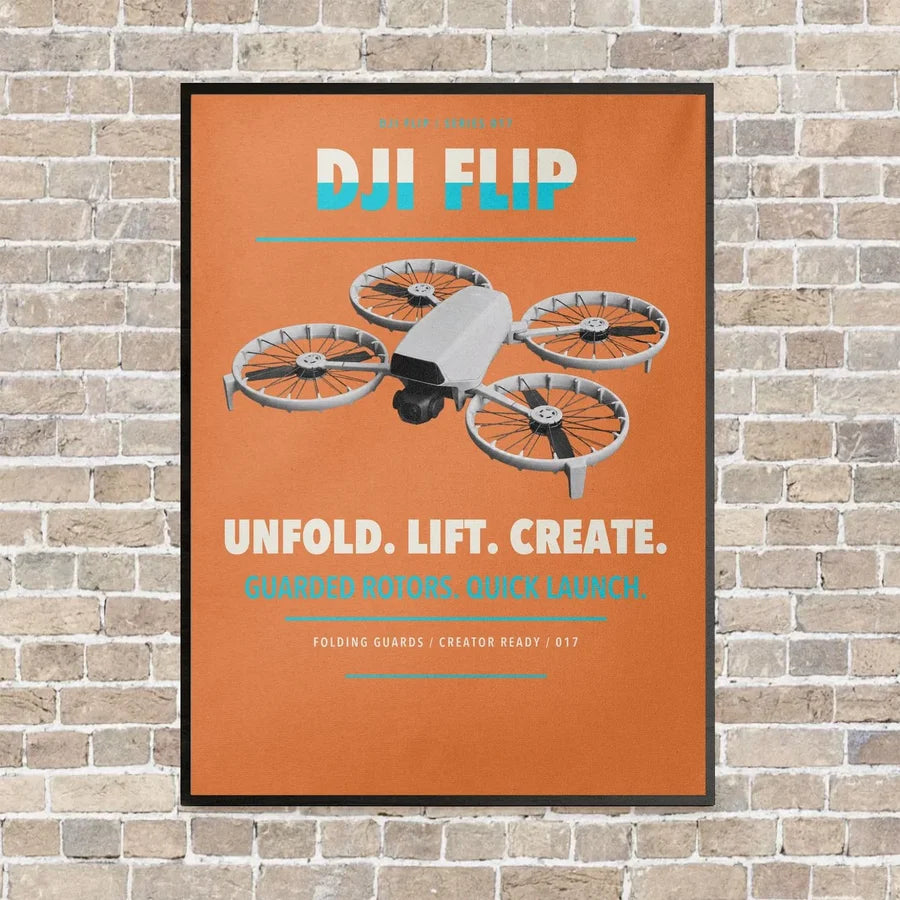 DJI Flip vertical canvas print - framed - orange background