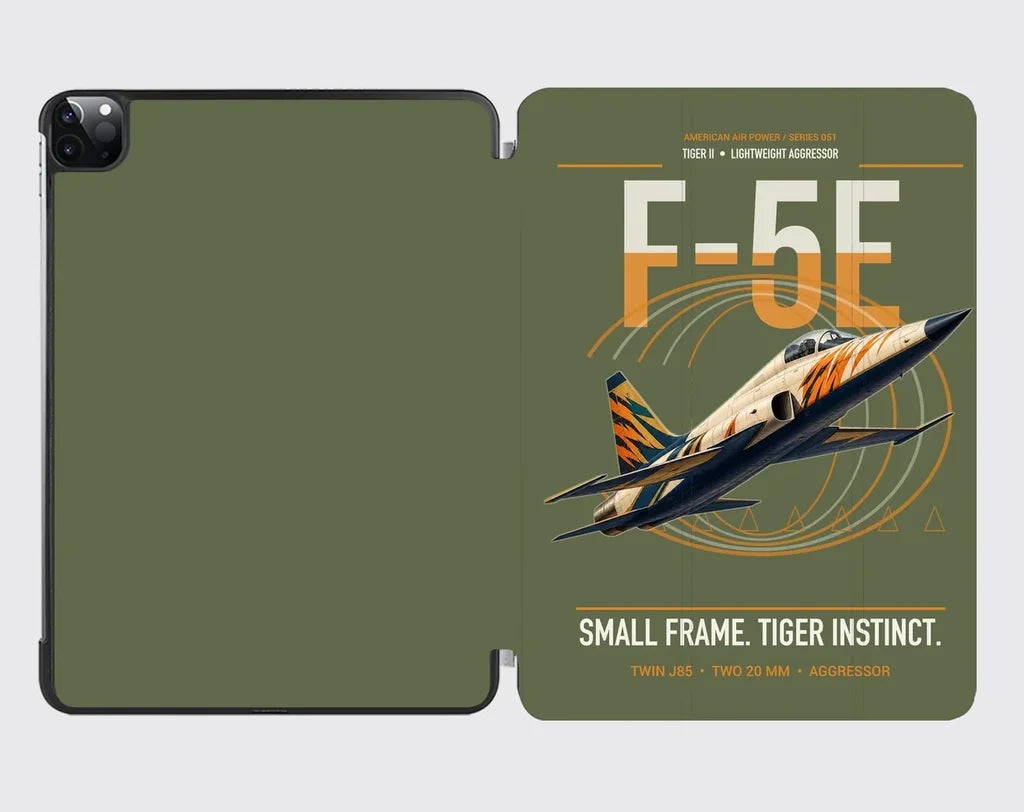 F-5E Tiger II design on green army ipad tablet case