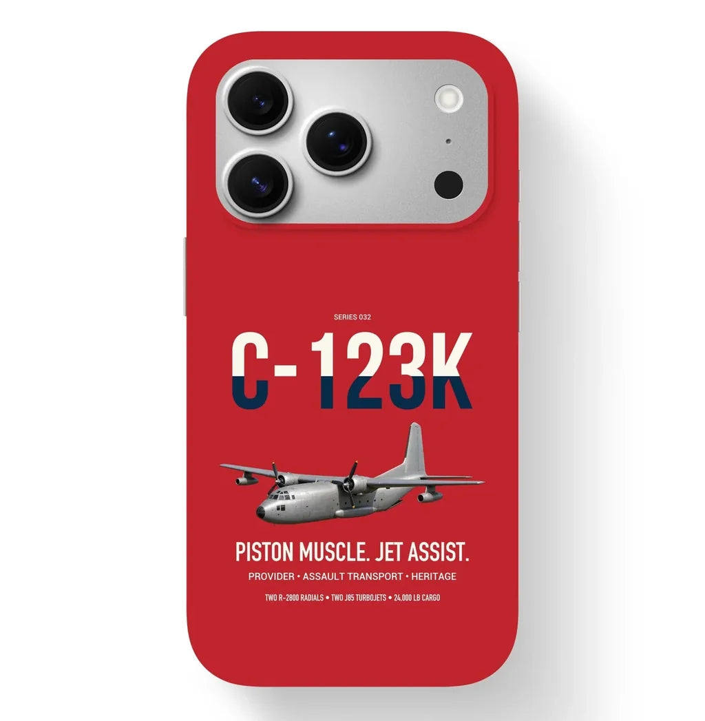 C-123K Provider design on red magsafe iphone case, for iPhone 17 Pro