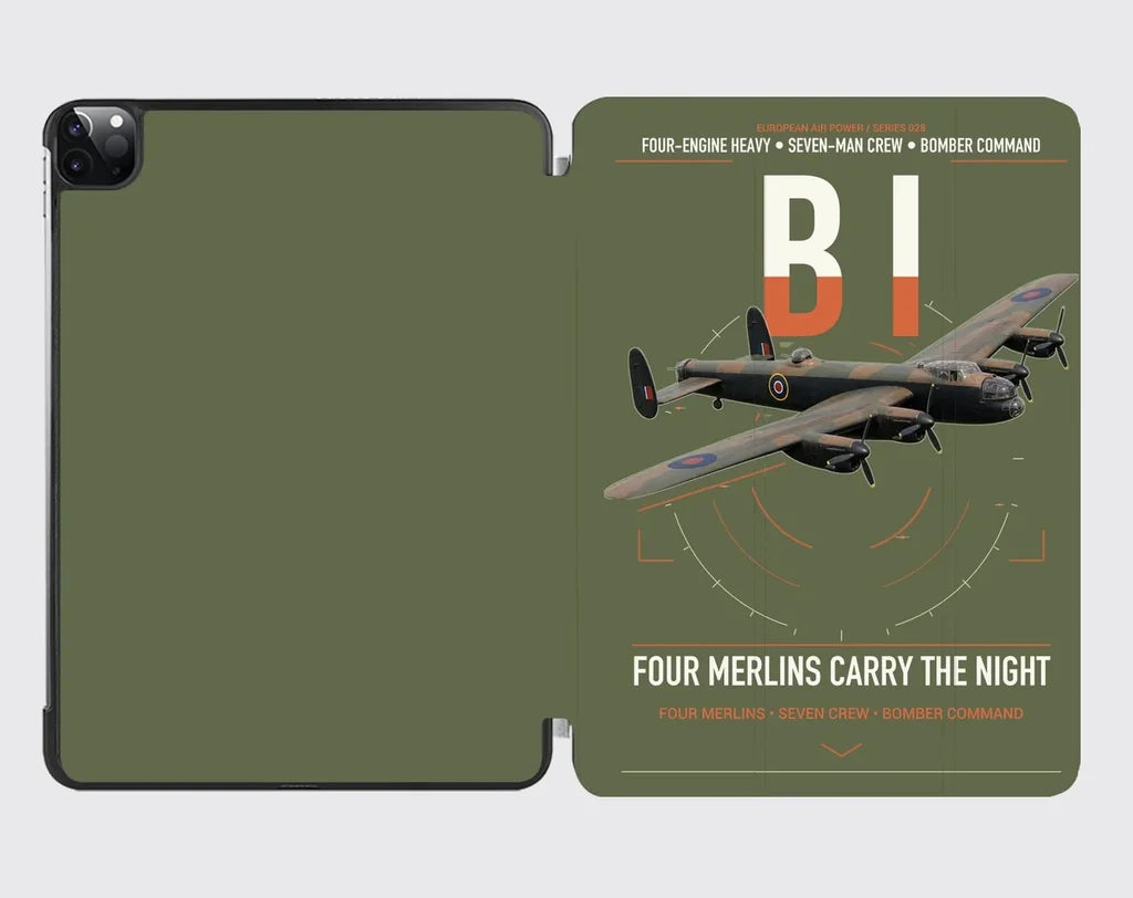 Avro Lancaster B I design on green army ipad tablet case