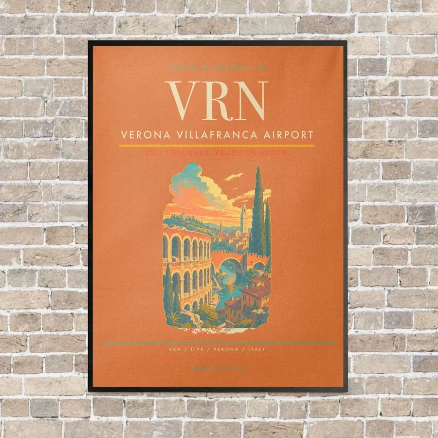 Verona Villafranca Airport VRN vertical canvas print - framed - orange background