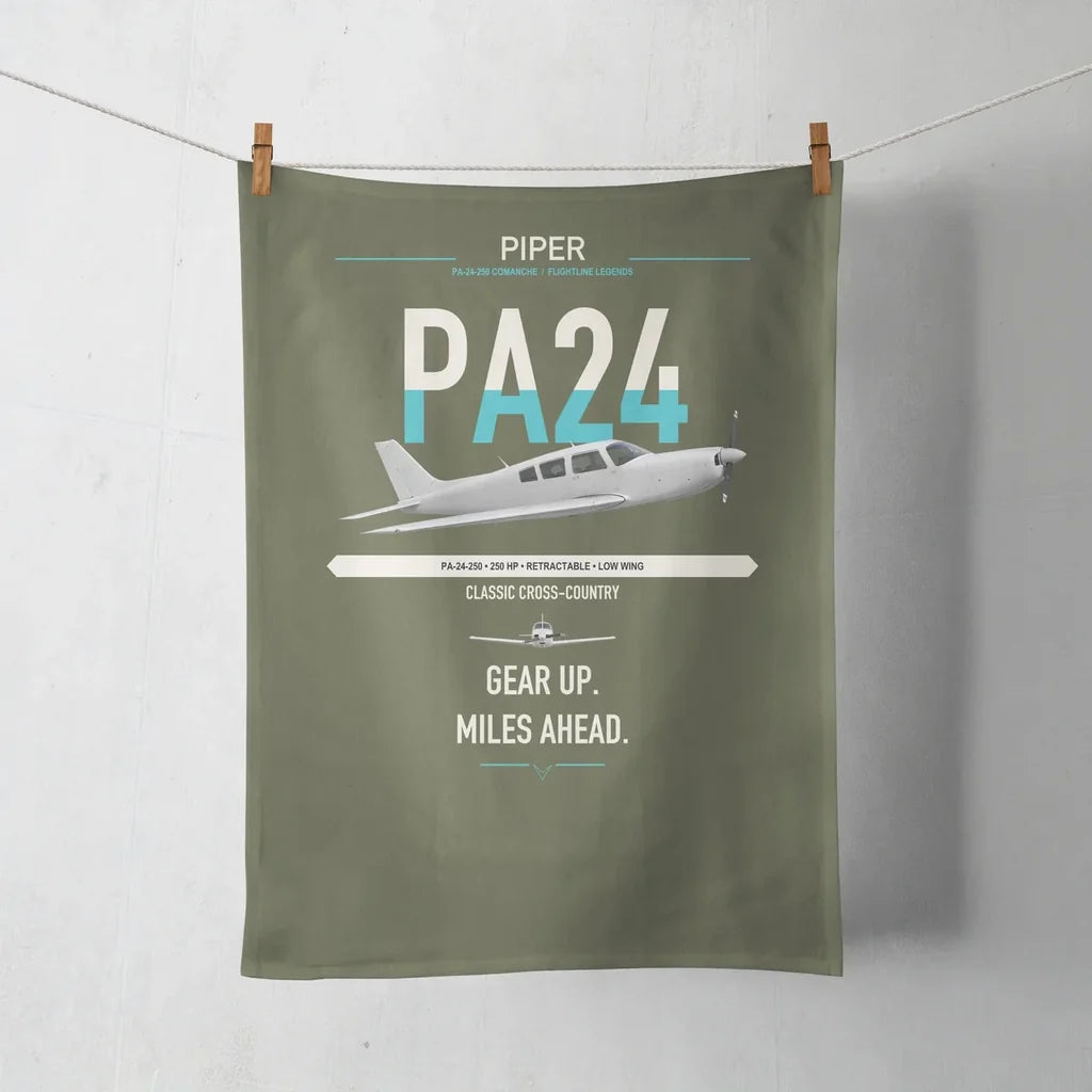 Piper PA-24-250 Comanche 250 design on green army towel