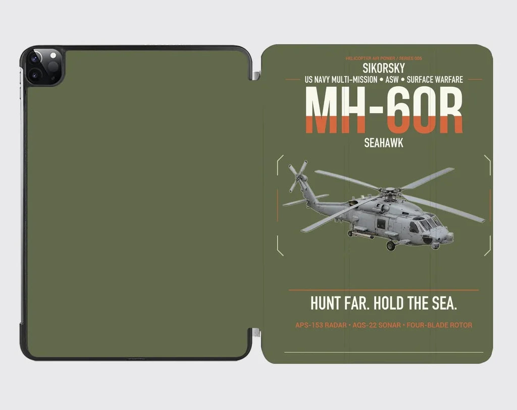 Sikorsky MH-60R Seahawk design on green army ipad tablet case