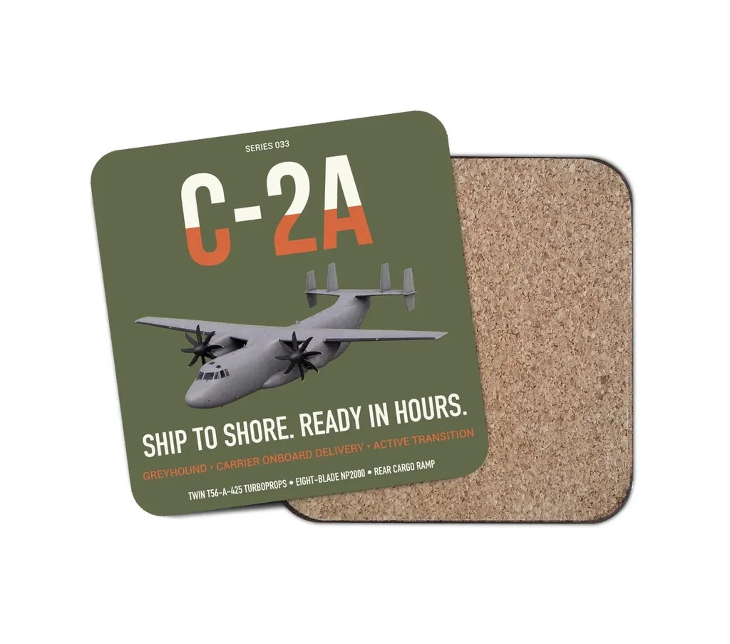 C-2A Greyhound design on green army 1 piece coaster
