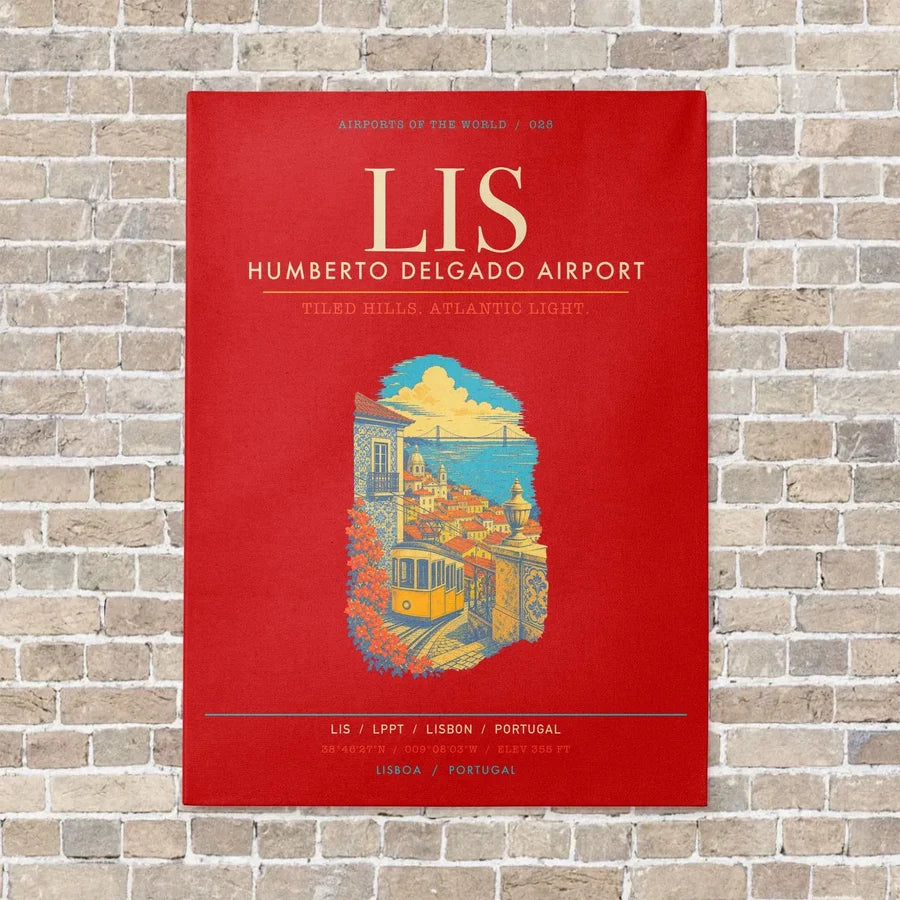 Lisbon Humberto Delgado Airport LIS - Canvas Framed - Red