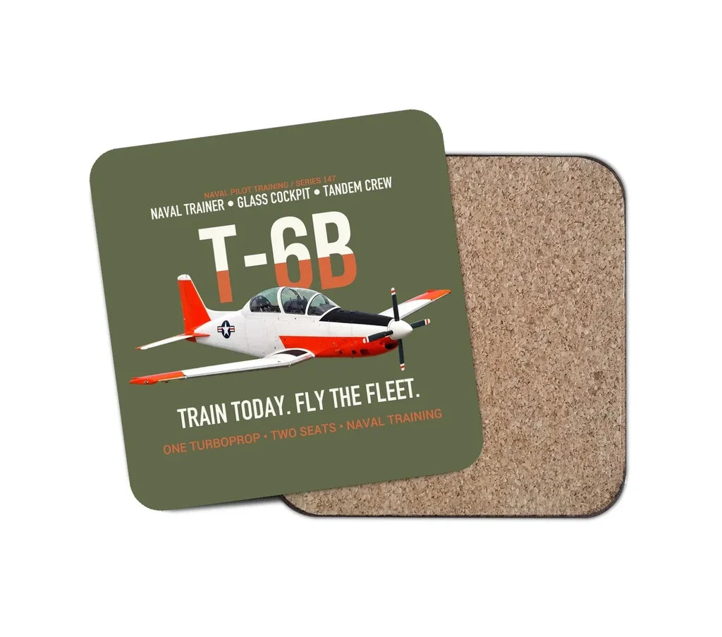 T-6B Texan II Naval Aviator Training design on green army 1 piece coaster