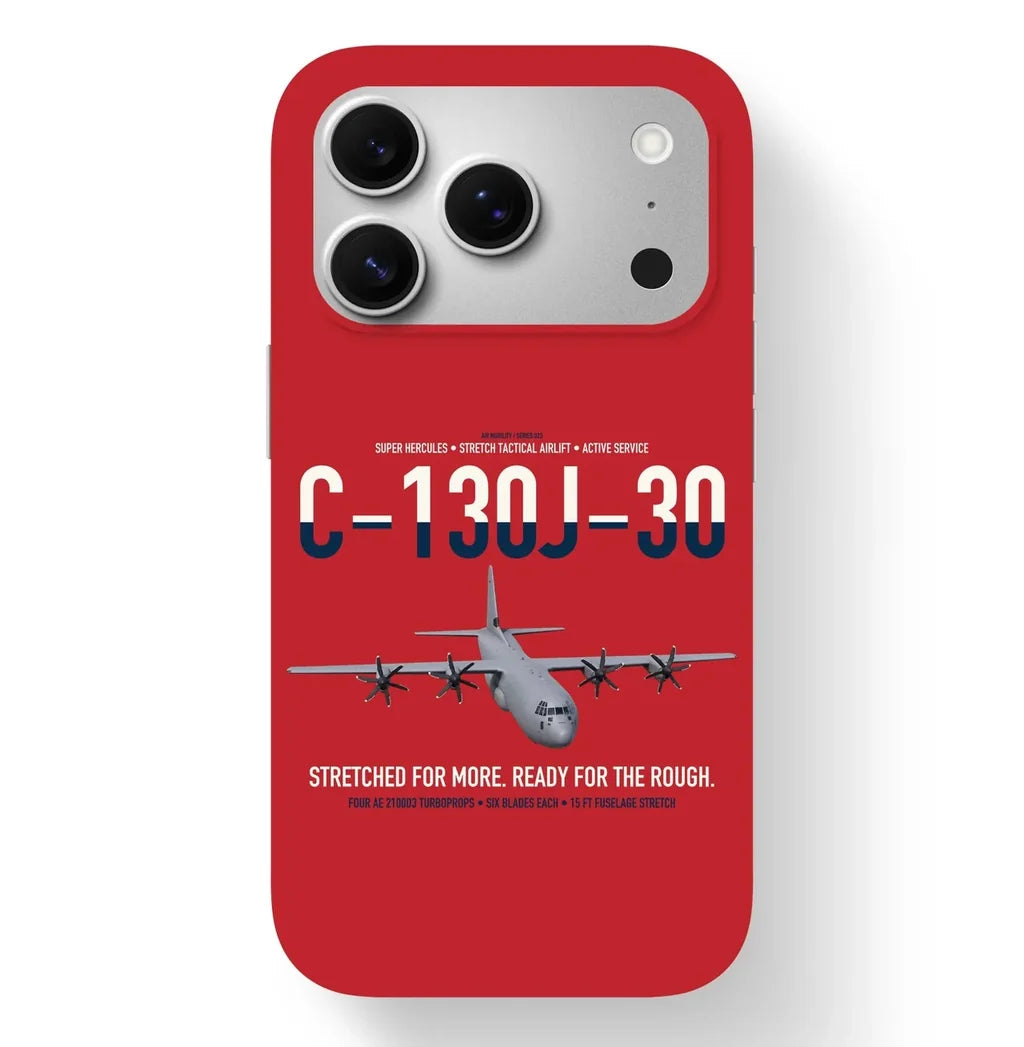 C-130J-30 Super Hercules design on red magsafe iphone case, for iPhone 17 Pro
