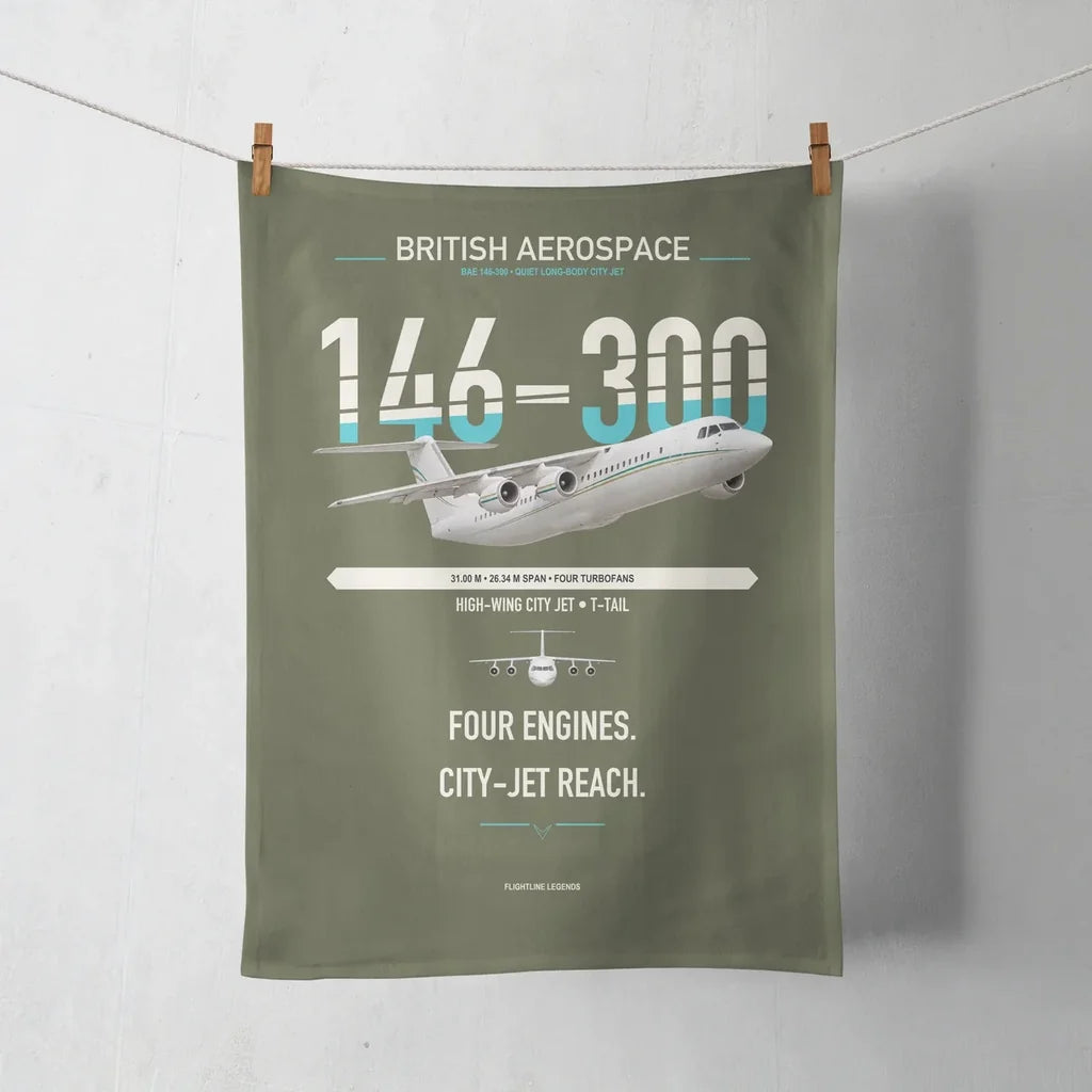 BAe 146-300 design on green army towel