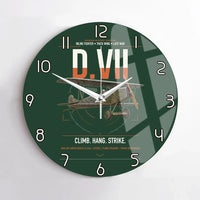 Thumbnail for Fokker D.VII design on dark green no frame wall clock