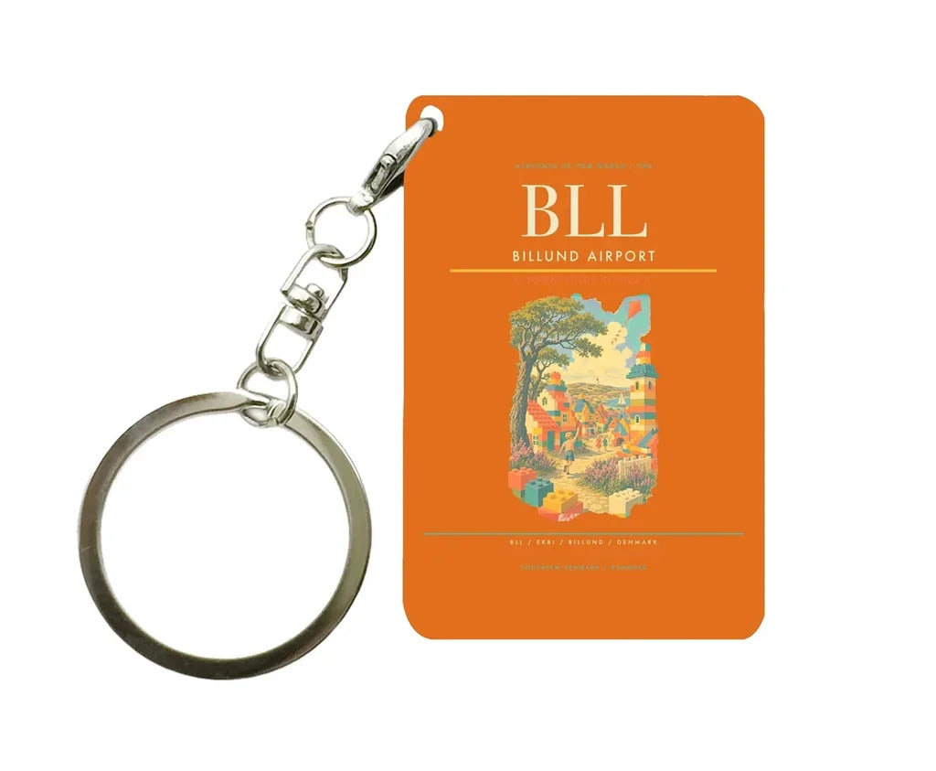Billund Airport (BLL) design on orange key chain