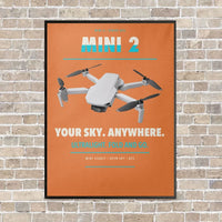 Thumbnail for DJI Mini 2 vertical canvas print - framed - orange background