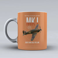 Thumbnail for Hawker Hurricane Mk I design on orange ceramic mug, double-side print
