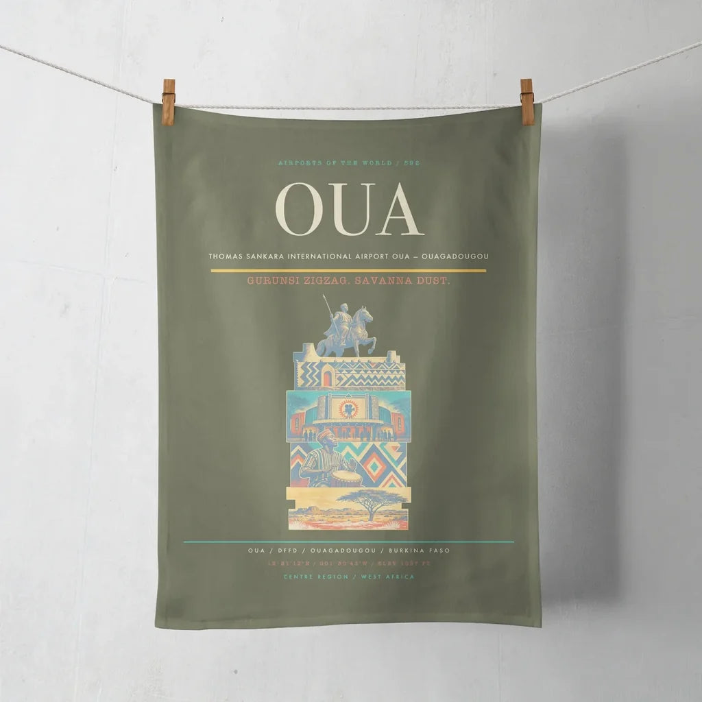 Thomas Sankara International Airport (OUA) design on green army towel