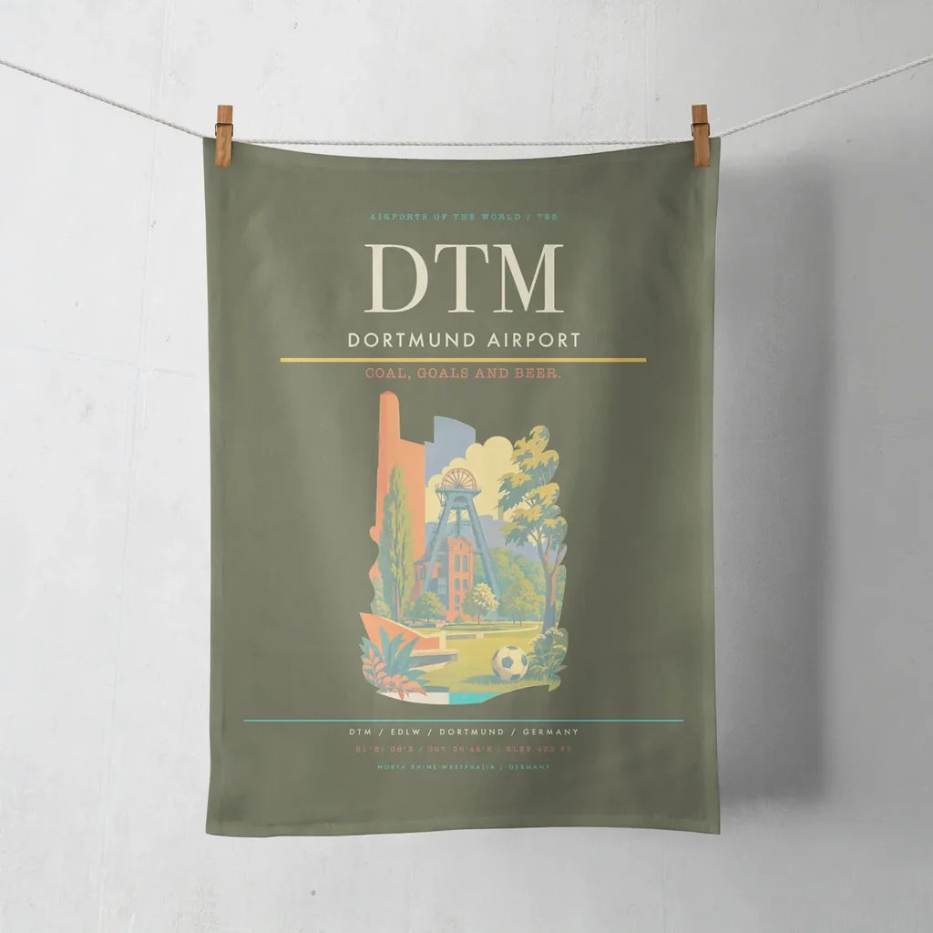 Dortmund Airport (DTM) design on green army towel