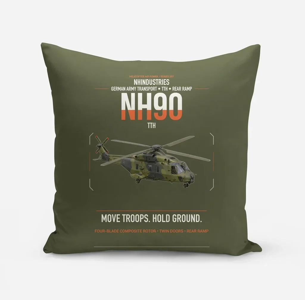 NHIndustries NH90 TTH design on green army pillow