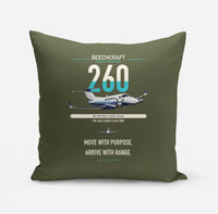 Thumbnail for Beechcraft King Air 260 design on green army pillow