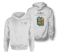 Thumbnail for Girona–Costa Brava Airport (GRO) design on white double-side hoodie