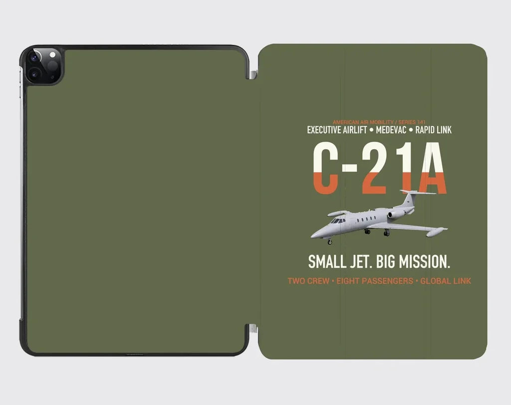 C-21A Learjet Small Jet Big Mission design on green army ipad tablet case