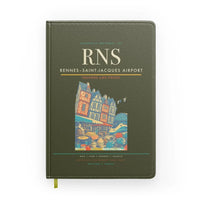 Thumbnail for Rennes–Saint-Jacques Airport (RNS) design on green army notebook