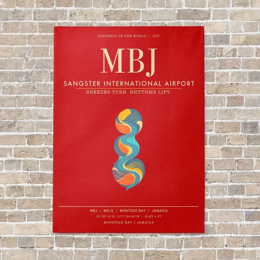 Sangster International Airport MBJ - Canvas Framed - Red