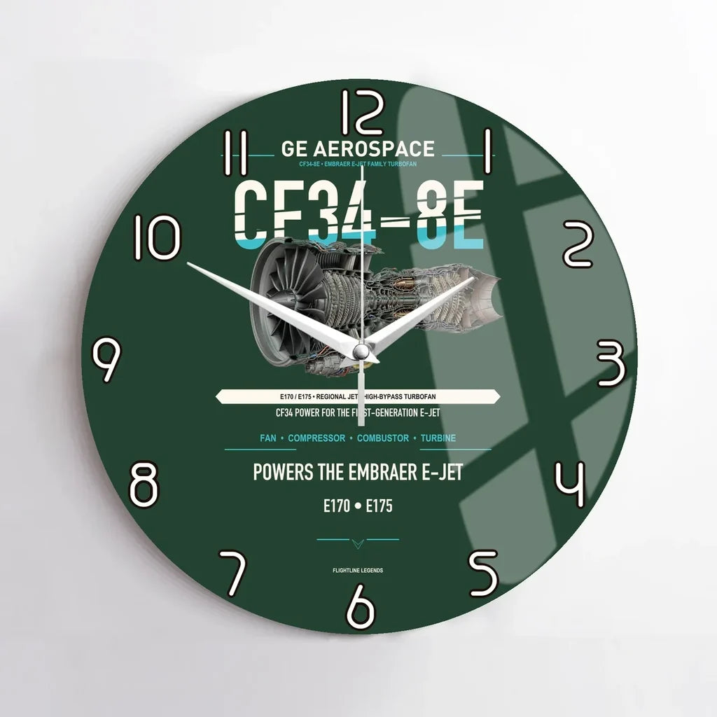 CF34-8E design on dark green no frame wall clock