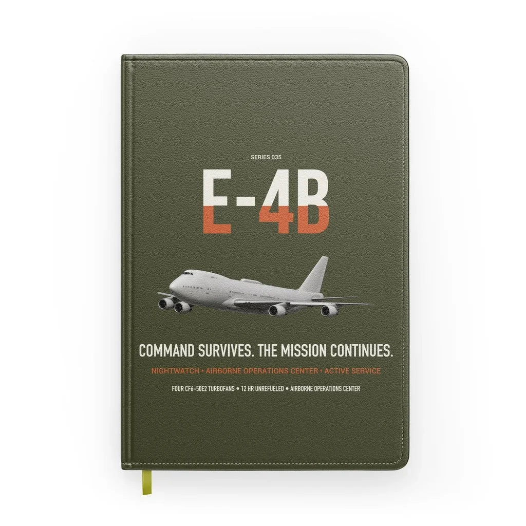 E-4B Nightwatch design on green army notebook