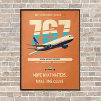 Thumbnail for Boeing 767-300F vertical canvas print - framed - orange background