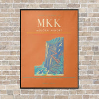 Thumbnail for Molokai Airport MKK vertical canvas print - framed - orange background
