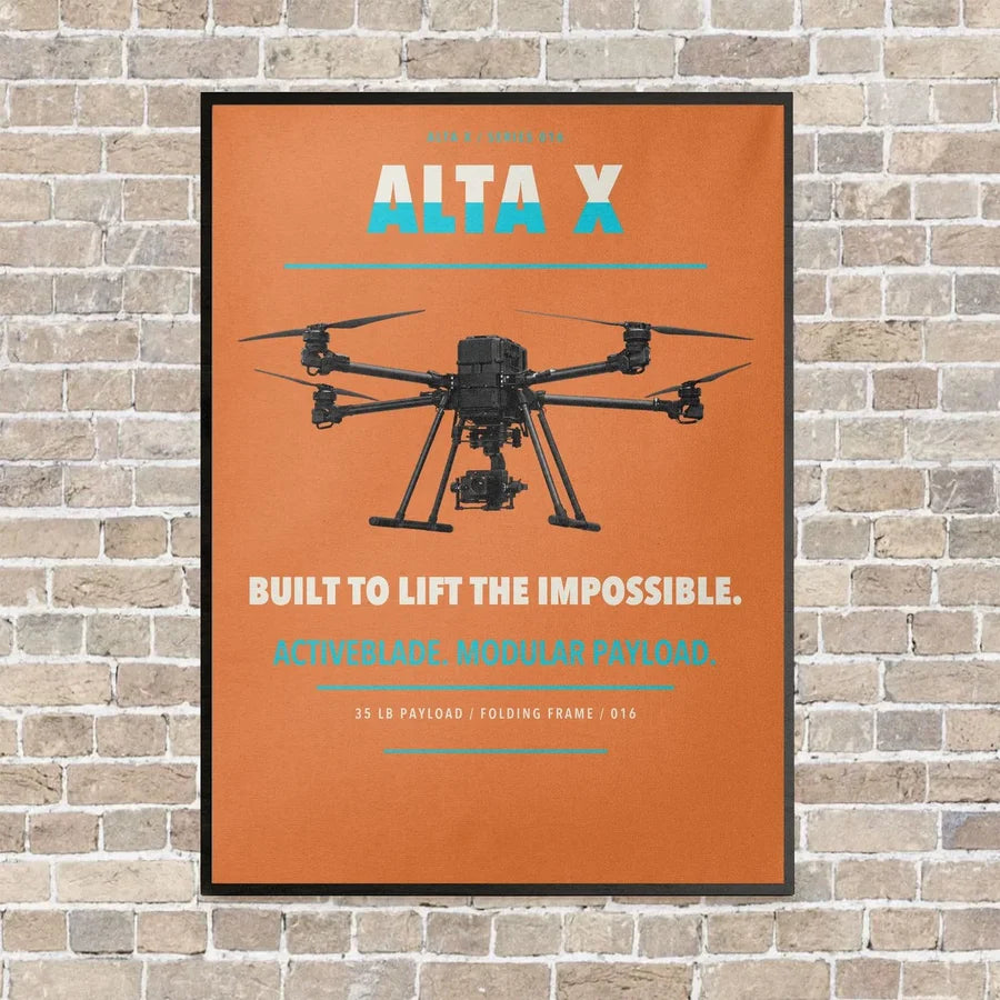 Freefly Alta X vertical canvas print - framed - orange background