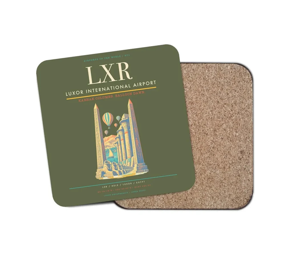 Luxor International Airport (LXR) design on green army 1 piece coaster
