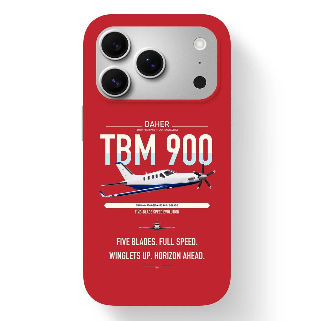 Daher TBM 900 design on red magsafe iphone case, for iPhone 17 Pro