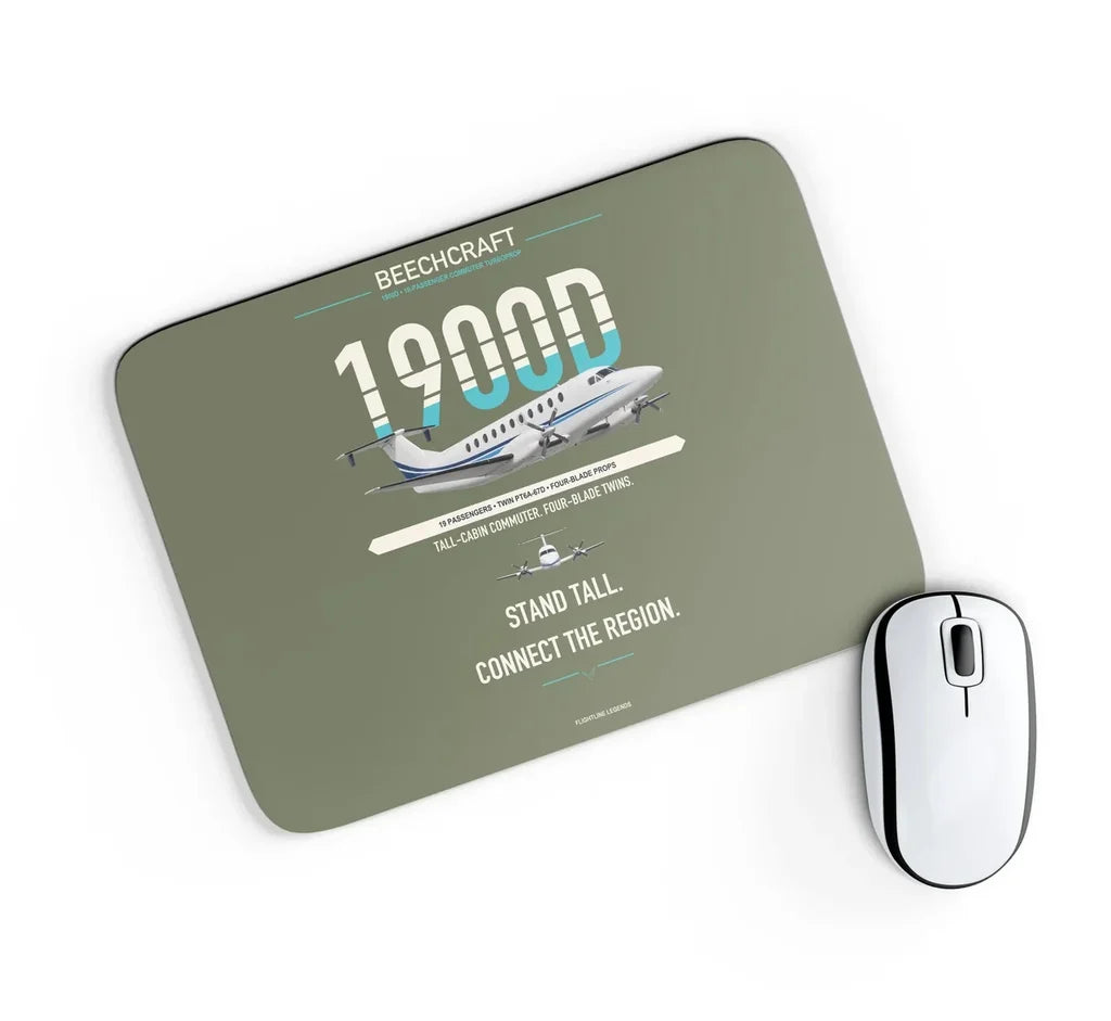 Beechcraft 1900D design on green army rectangle mouse pad