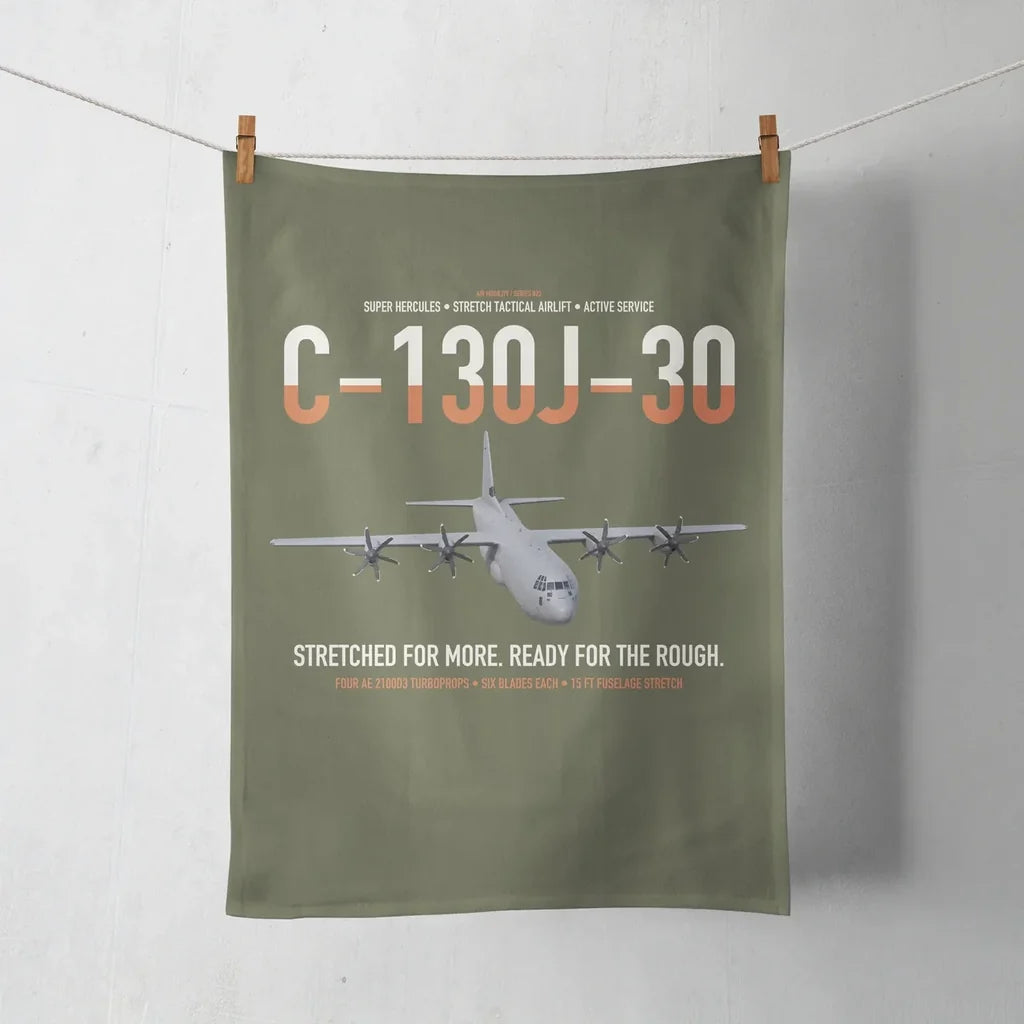 C-130J-30 Super Hercules design on green army towel