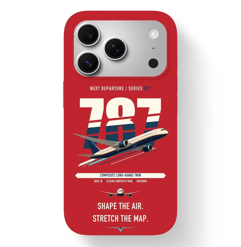 Boeing 787-9 Dreamliner design on red magsafe iphone case