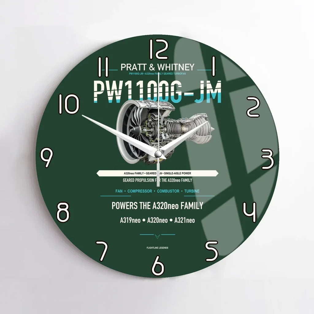 PW1100G-JM design on dark green no frame wall clock