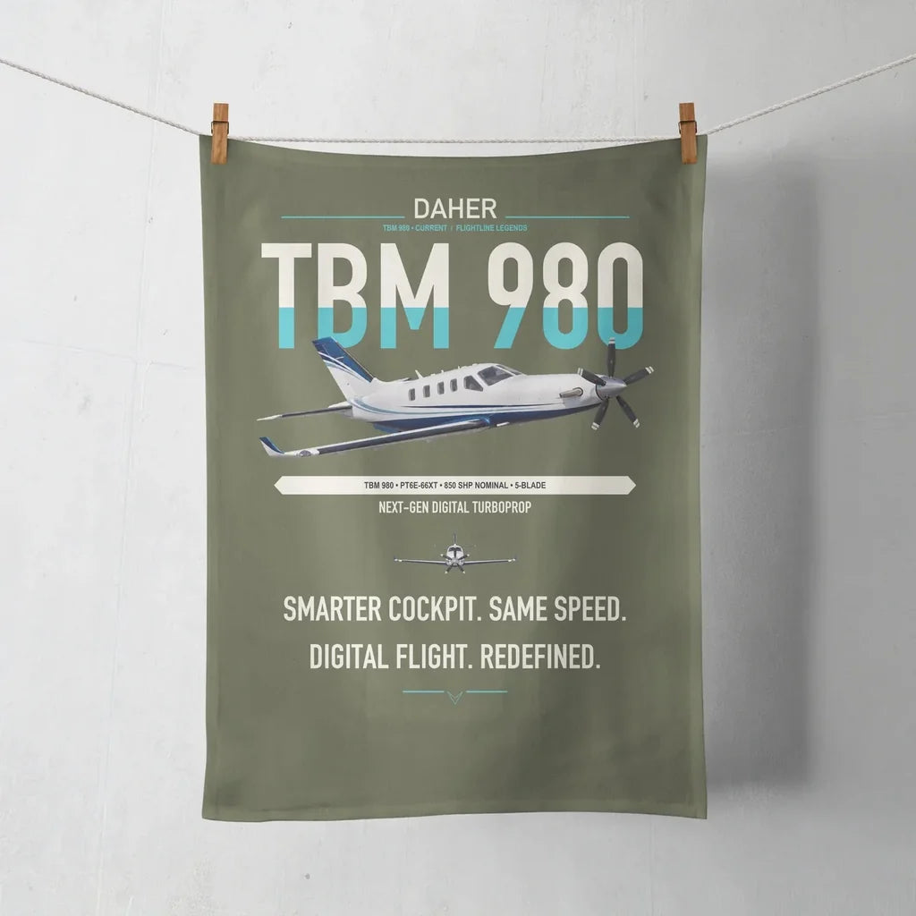 Daher TBM 980 design on green army towel