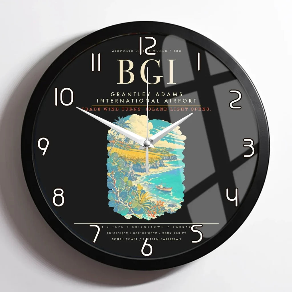 Grantley Adams International Airport BGI Wall-Clock Framed - Black