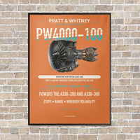 Thumbnail for PW4000-100 vertical canvas print - framed - orange background