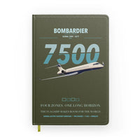 Thumbnail for Bombardier Global 7500 design on green army notebook