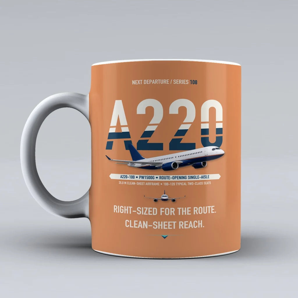 A220-100 Mug design on orange airbus