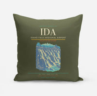 Thumbnail for Idaho Falls Regional Airport (IDA) design on green army pillow