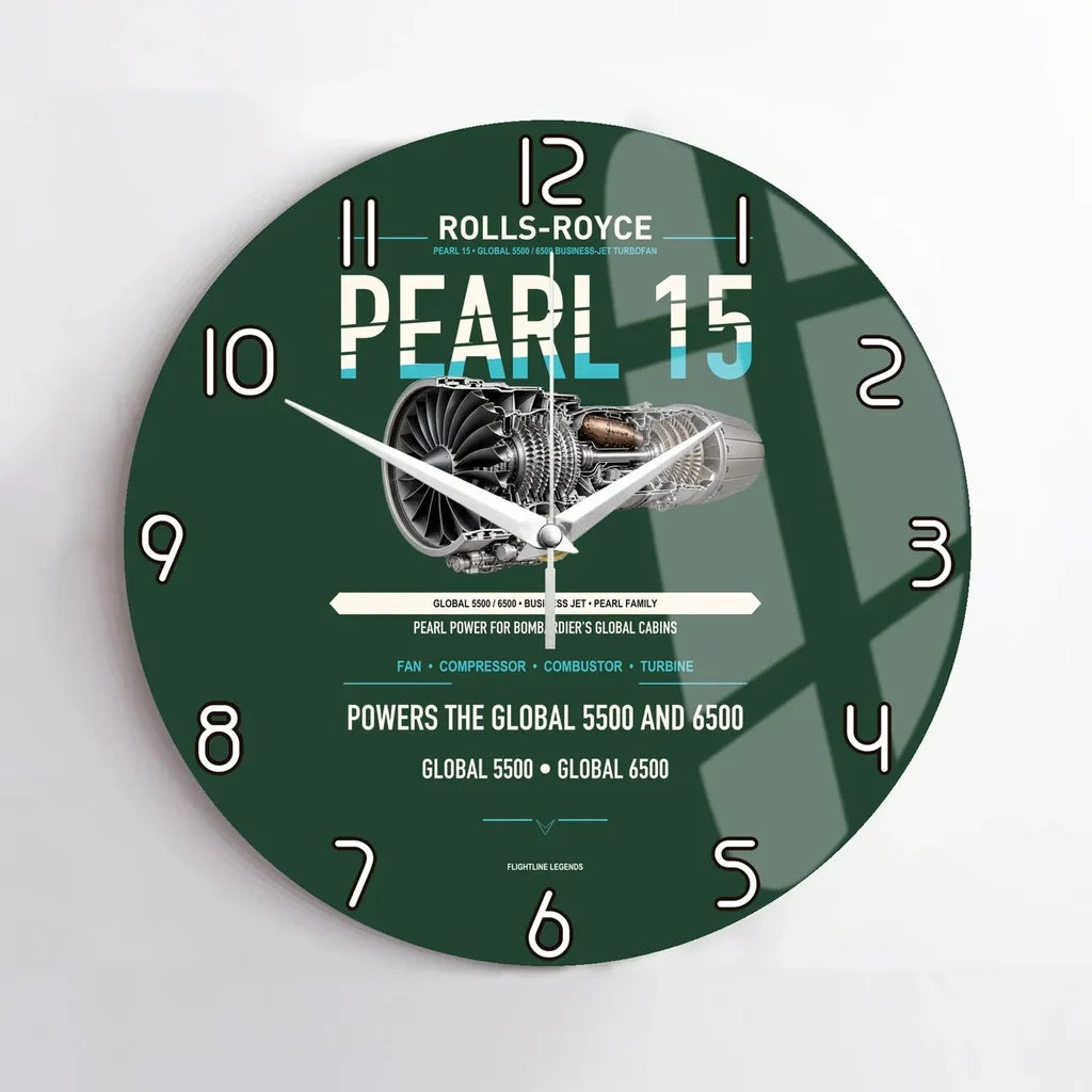 PEARL 15 design on dark green no frame wall clock