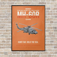 Thumbnail for Sikorsky MH-60R Seahawk vertical canvas print - framed - orange background