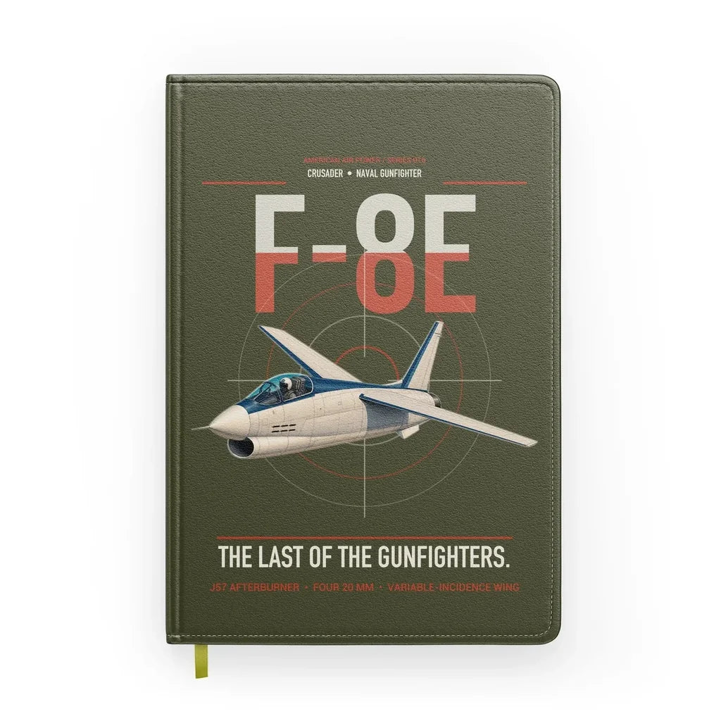 F-8E Crusader design on green army notebook