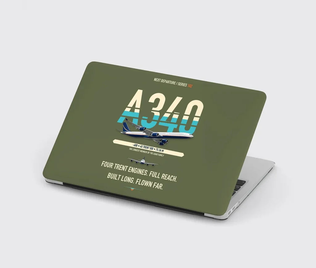 Airbus A340-600 design on green army MacBook case
