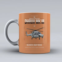 Thumbnail for HAL ALH Dhruv Mk III design on orange ceramic mug, double-side print