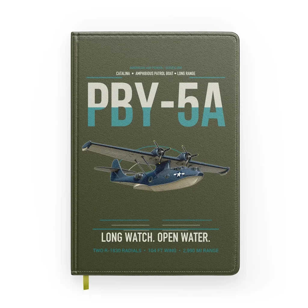 PBY-5A Catalina design on green army notebook