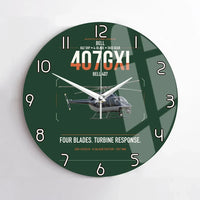 Thumbnail for Bell 407GXi design on dark green no frame wall clock