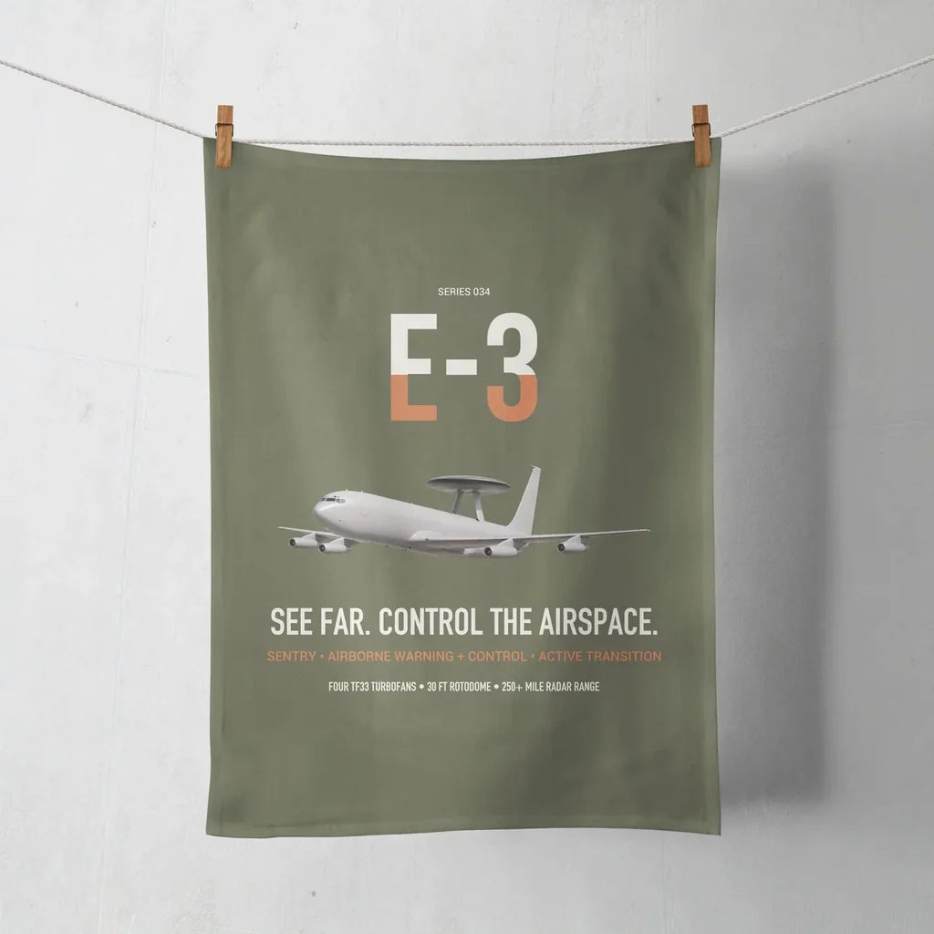 E-3 Sentry AWACS design on green army towel