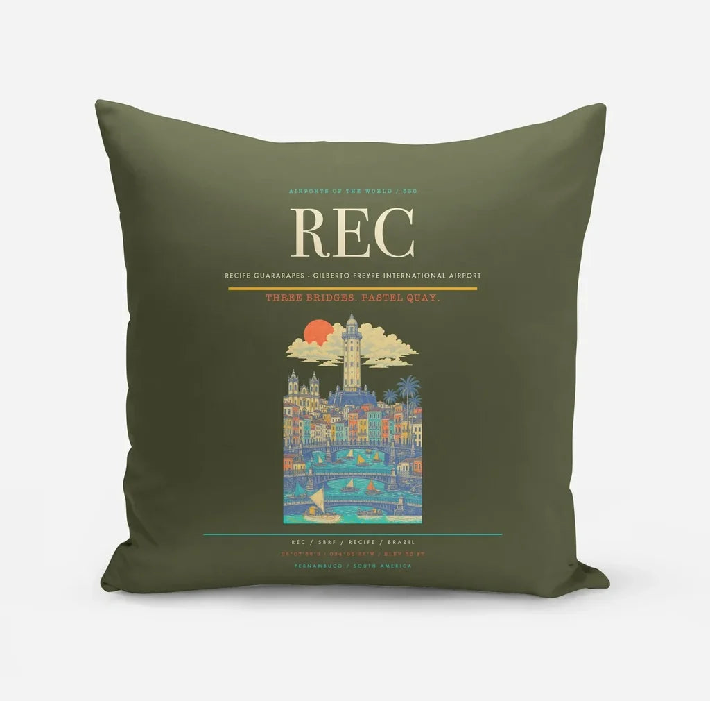 Recife Guararapes (REC) design on green army pillow